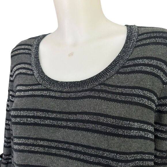 Lane Bryant Black Round Neck Gray Metallic Stripe Sweater Dress sz 18/20 NEW - Picture 4 of 9